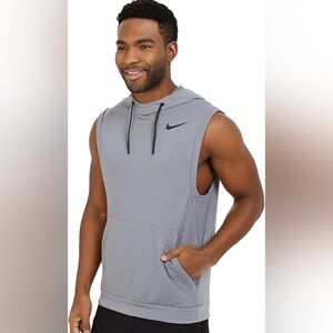 Nike Men's Dri-fit Sleeveless Hoodie Gray XL